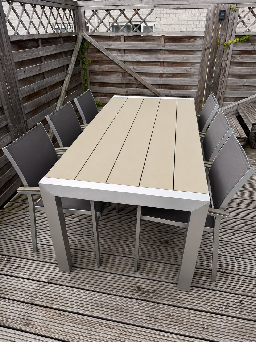 Bois le Duc Tuintafel met 6 stoelen - Houten blad, Tuin en Terras, Tuinsets en Loungesets, Gebruikt, Eettafel, 6 zitplaatsen, Ophalen of Verzenden