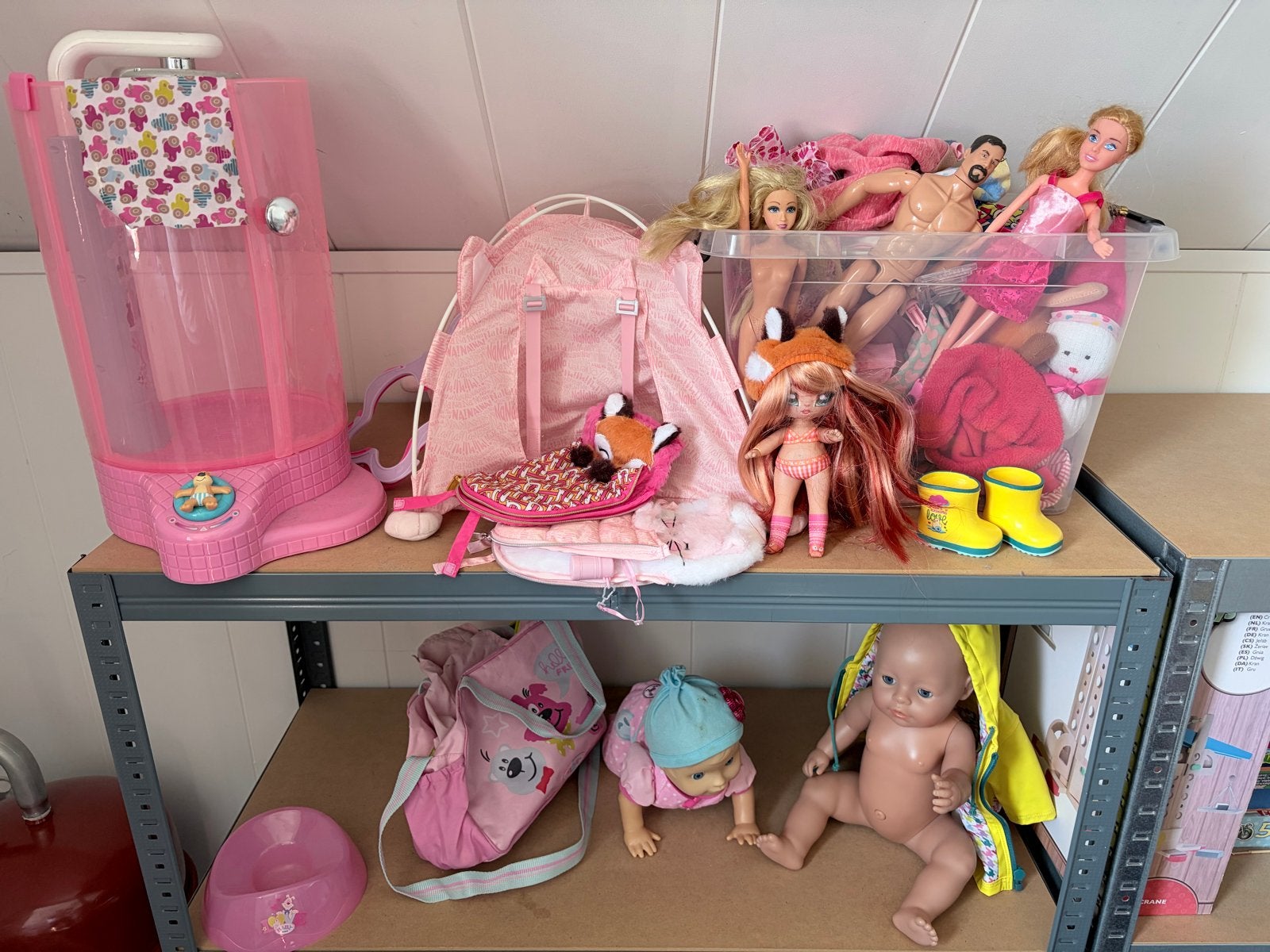 Grote partij poppen en accessoires, Ophalen, Gebruikt, Overige typen