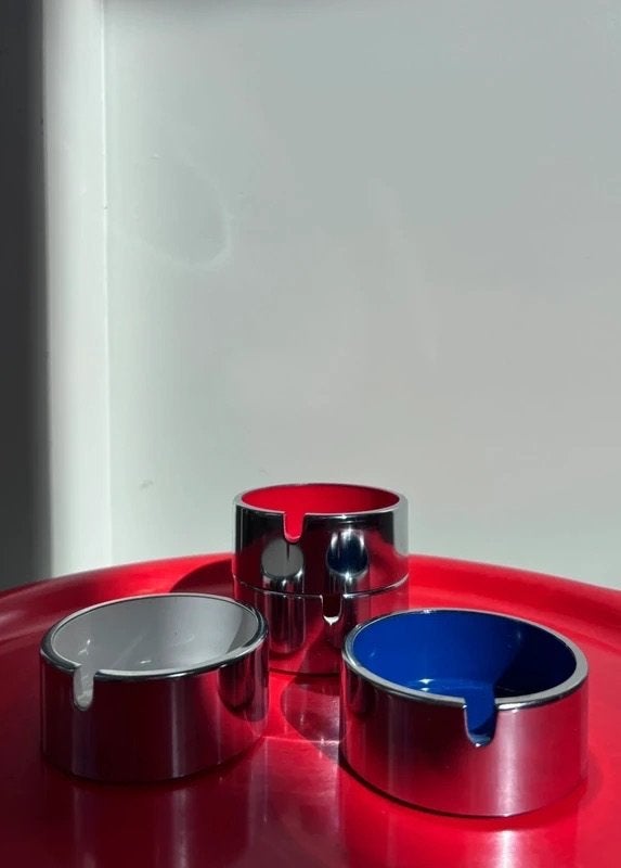 Vintage Isamu Kenmochi "Tower" Asbak Set -  Space Age, Vintage, Blauw, Ophalen of Verzenden, Zo goed als nieuw