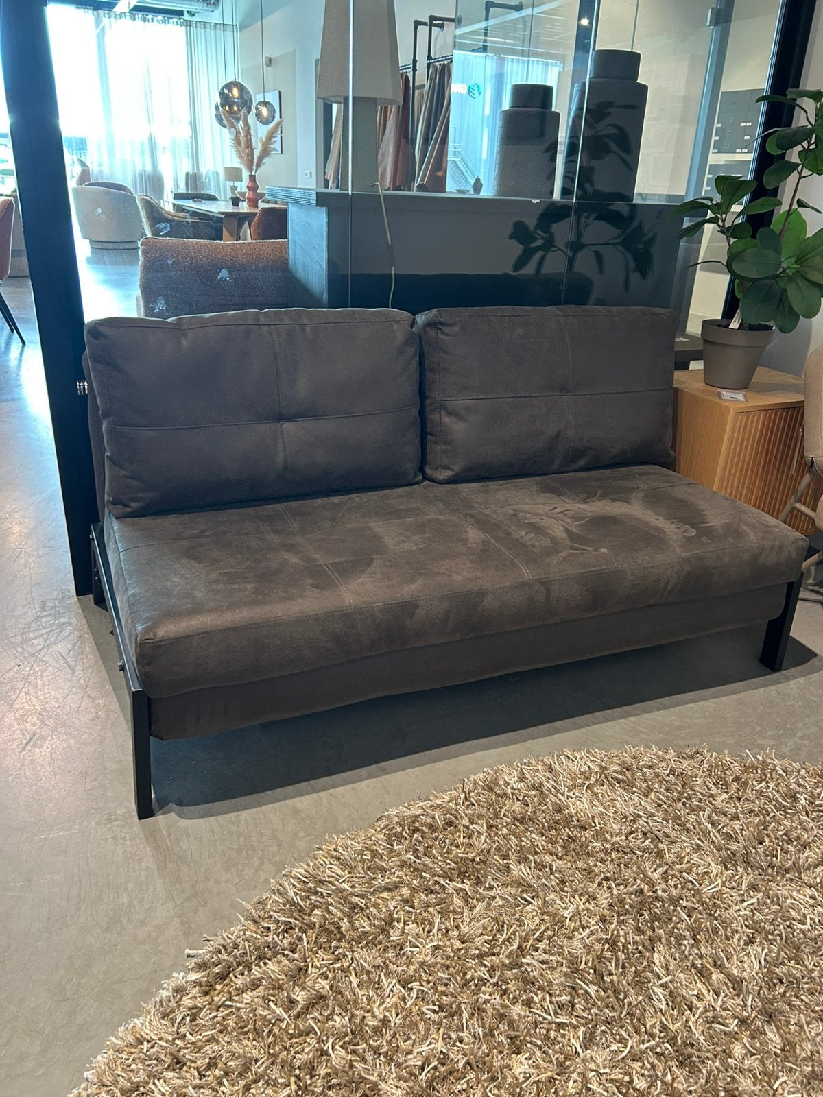Showroommodel slaapbank 2 persoons antraciet, Ophalen, 200 cm, Grijs, 160 cm