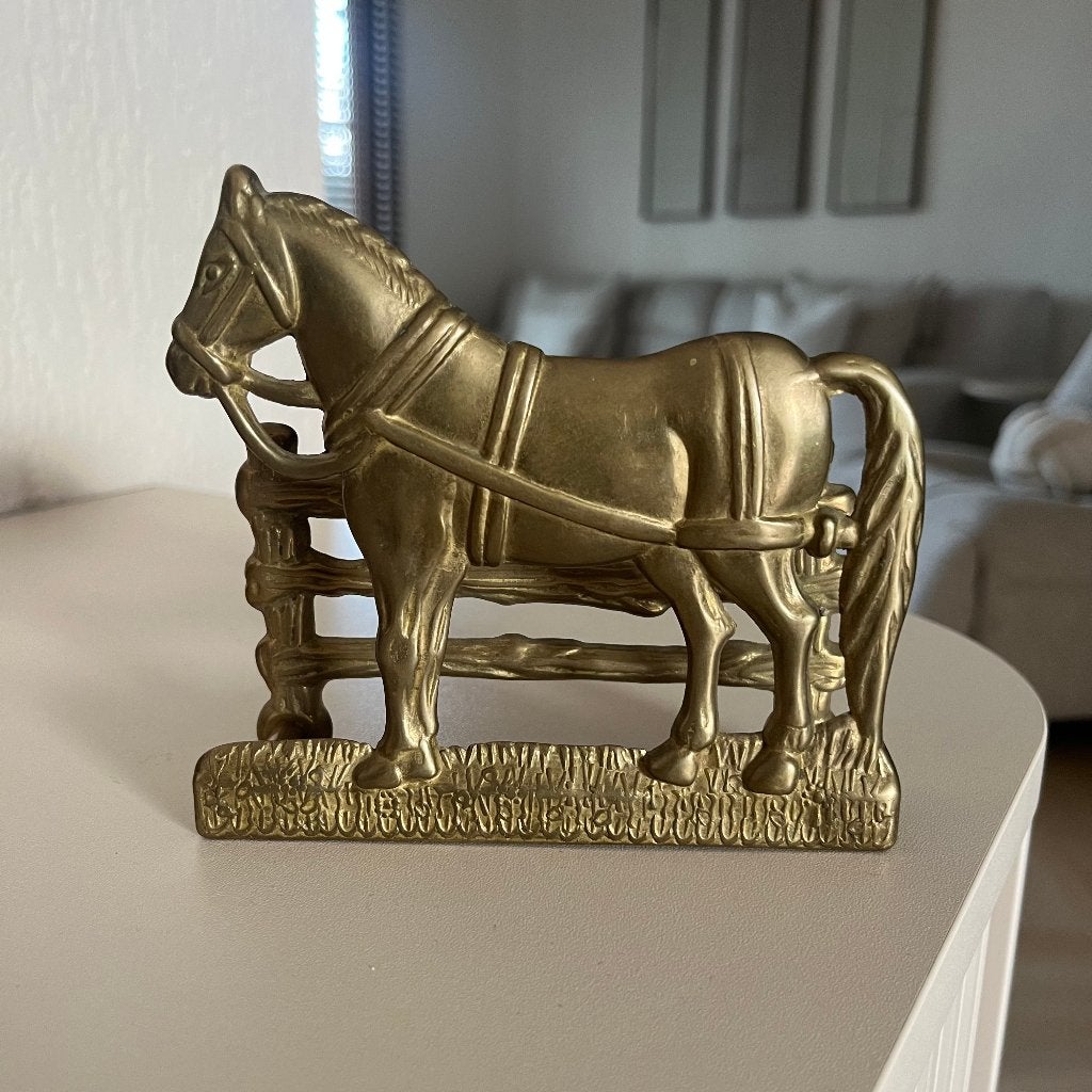 Vintage messing brievenhouder 'paard met hekwerk', Ophalen of Verzenden, Koper