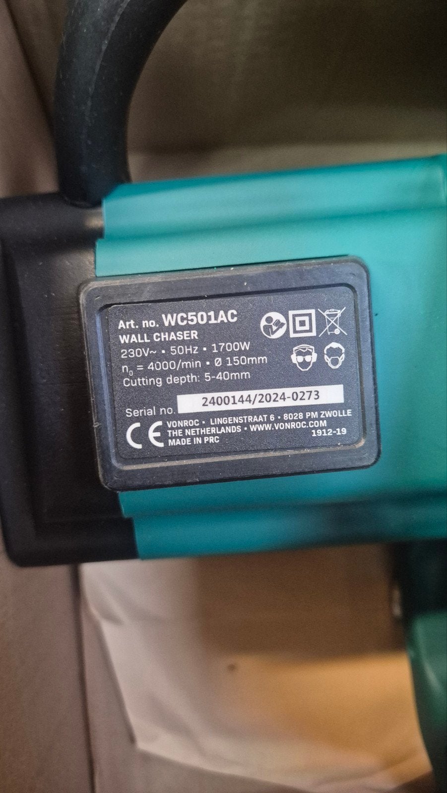 VONROC WC501AC Muurfrees - 1700W, 150mm, 5-40mm zaagdiepte, VONROC, Overige typen, Nieuw, Ophalen of Verzenden