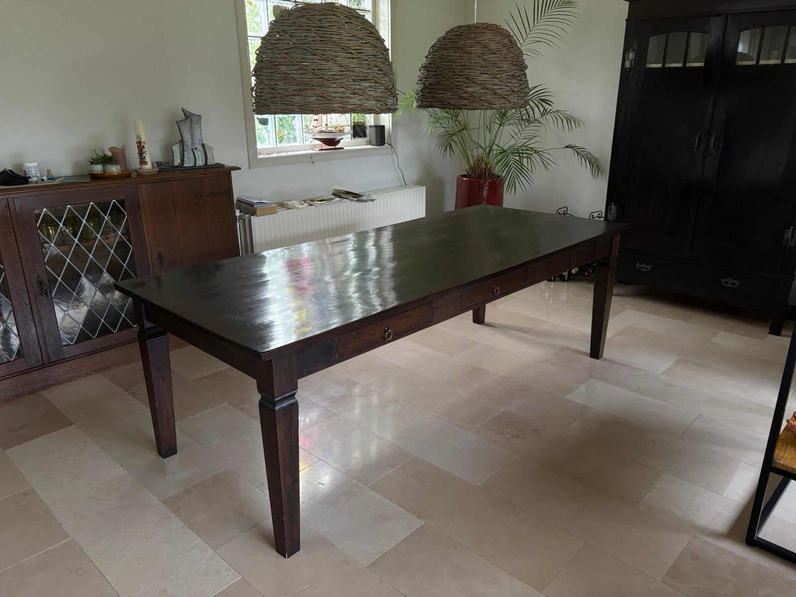 Grote Landelijke eettafel, Huis en Inrichting, Ophalen, 200 cm of meer, 50 tot 100 cm, Vijf personen of meer