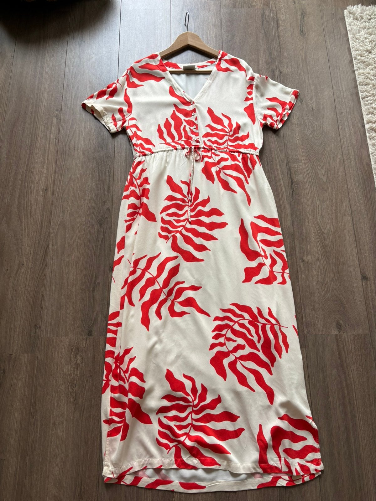Lange zomerjurk wit/oranje, Another Label, mt S, Kleding | Dames, Ophalen, Wit, Zo goed als nieuw, Maat 36 (S)