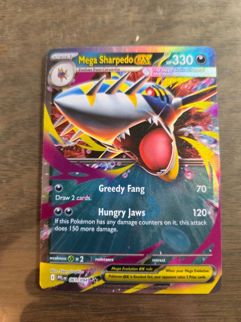 Mega Sharpedo EX 061 Phantasmal flames Pokemonkaart, Ophalen of Verzenden, Nieuw, Losse kaart, Foil