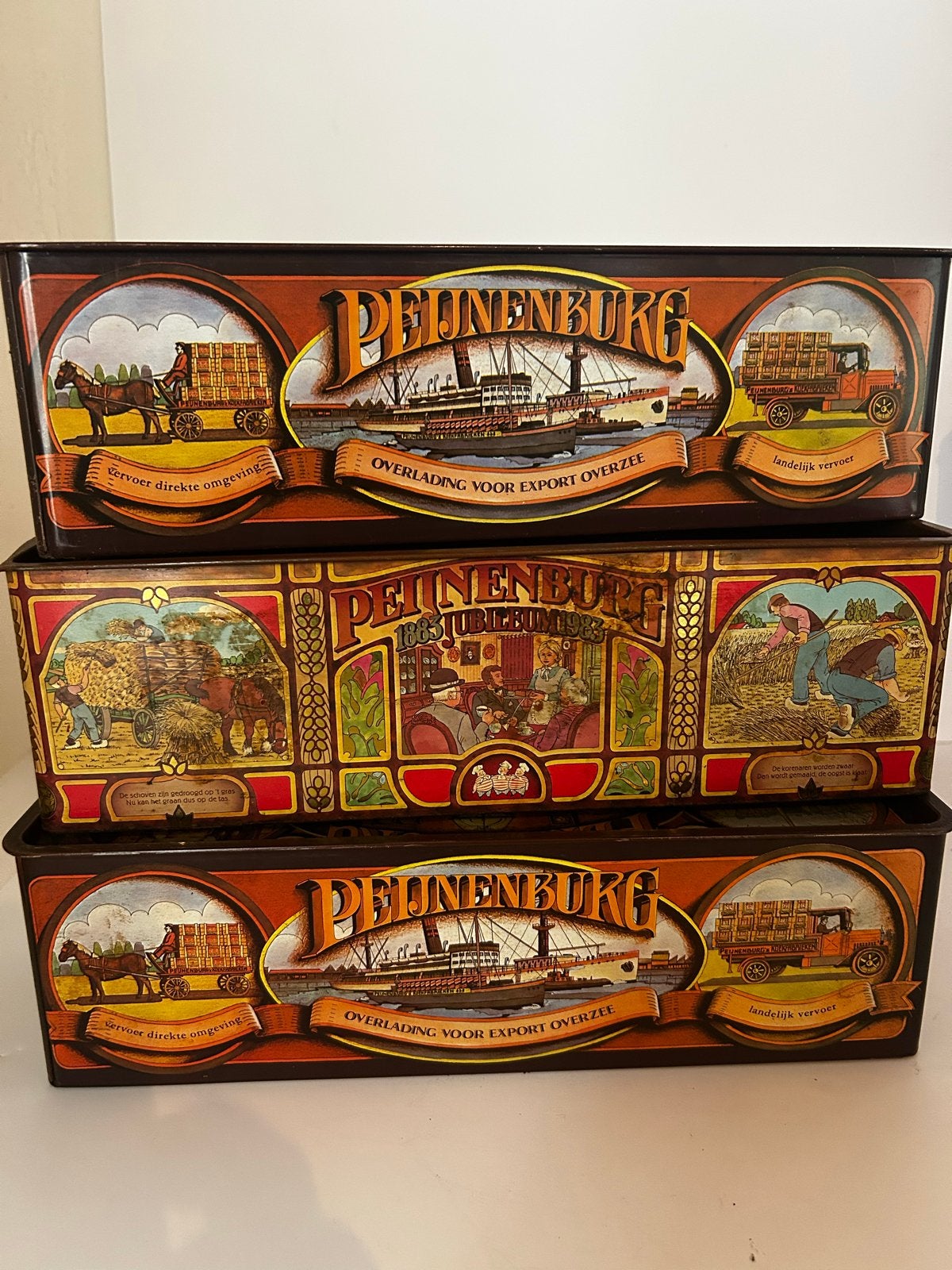 Set van 3 Vintage Peijnenburg Koekblikken - Decoratief, Ophalen of Verzenden, Gebruikt, Koek(jes), Overige merken