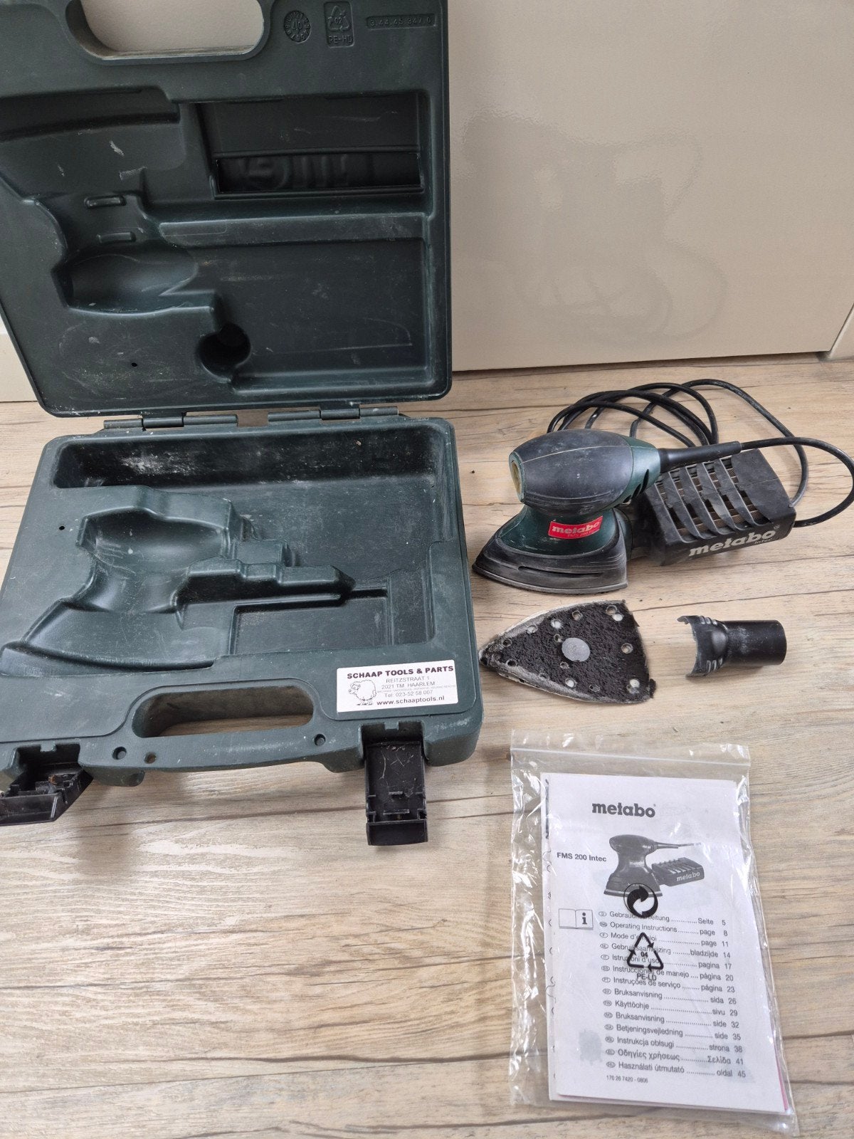 Metabo FMS 200 Intec schuurmachine, Ophalen of Verzenden, Gebruikt, Minder dan 600 watt, Vlakschuurmachine