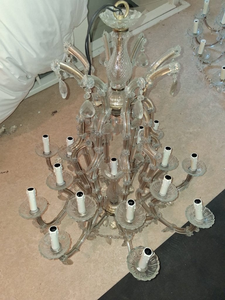 lamp kroonluchter kristal antiek 3 stuks, Ophalen, Gebruikt
