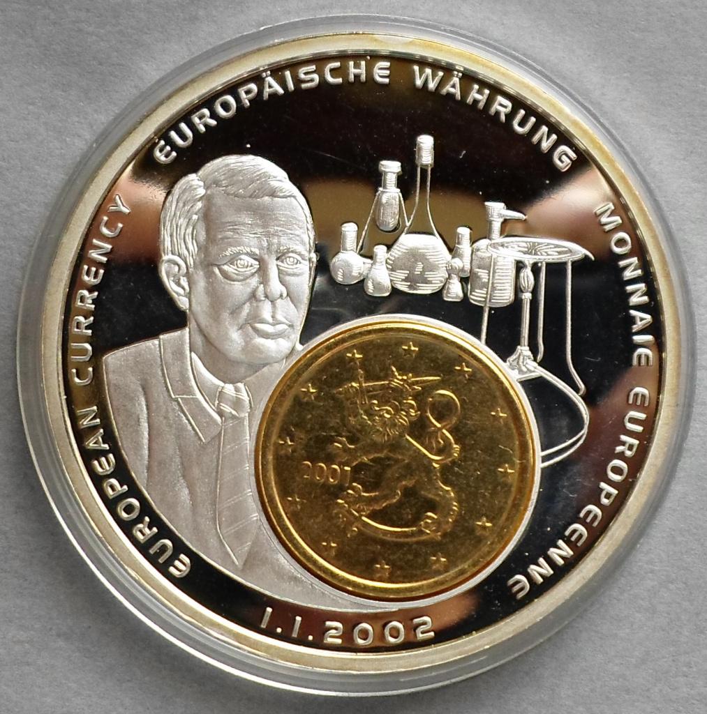 European currency 1-1-2002 met 5eurocent 2001 Finland.Proof, Verzenden, Overige materialen, Buitenland