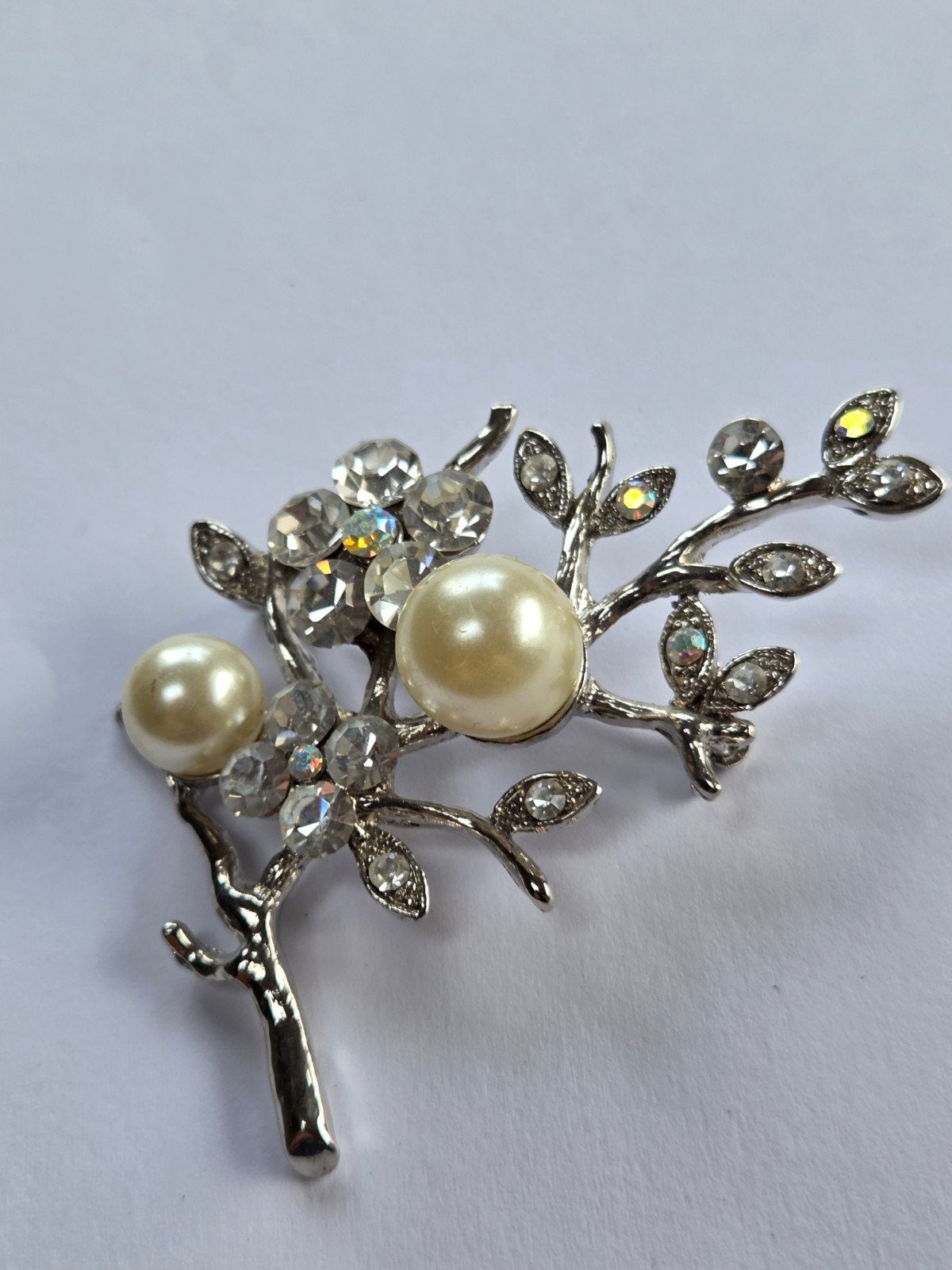 vintage broche tak met strass, Sieraden, Tassen en Uiterlijk, Broches, Overige materialen, 4 tot 7 cm, Verzenden, Zo goed als nieuw