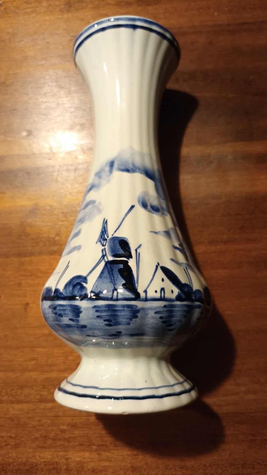 Delfts Blauwe Vaas met Molen Decoratie - Handgeschilderd, Antiek en Kunst, Ophalen of Verzenden