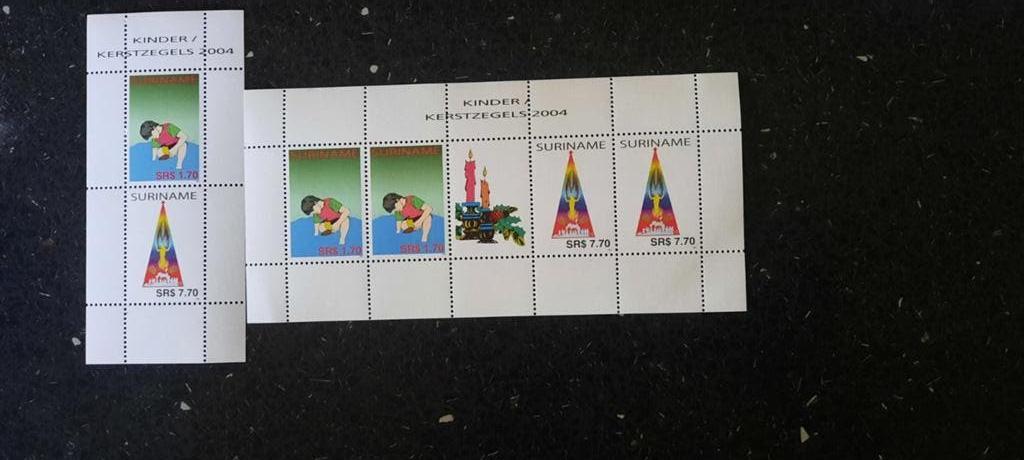 Suriname Kerstzegels 2004 - Kinderen, Postzegels en Munten, Ophalen of Verzenden