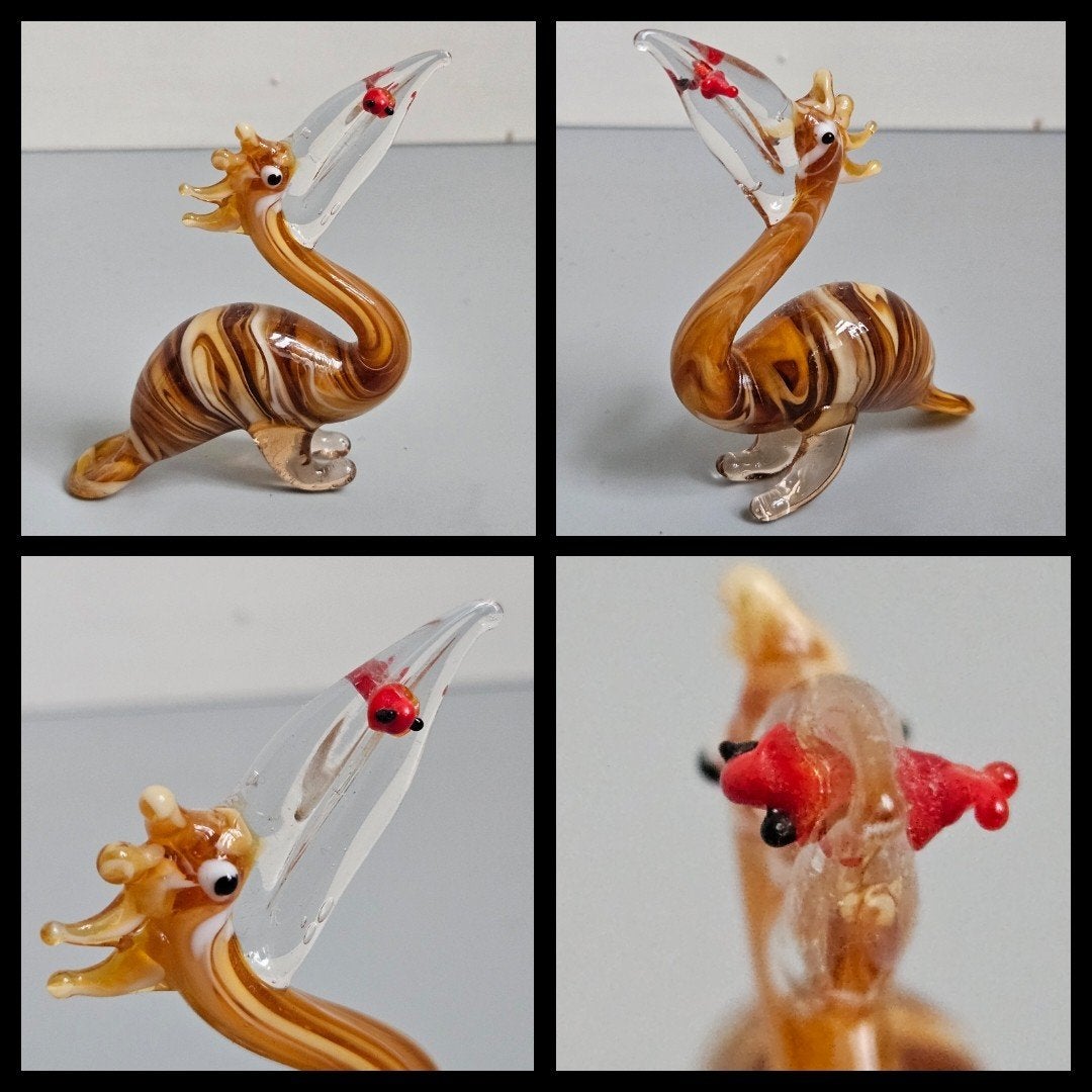Murano stijl glazen sculptuur van een pelikaan met visje, Ophalen of Verzenden
