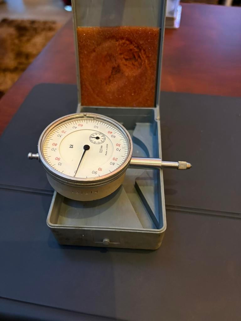 Vintage USSR meetklok / meetindicator 0,01 mm in doos, Ophalen of Verzenden