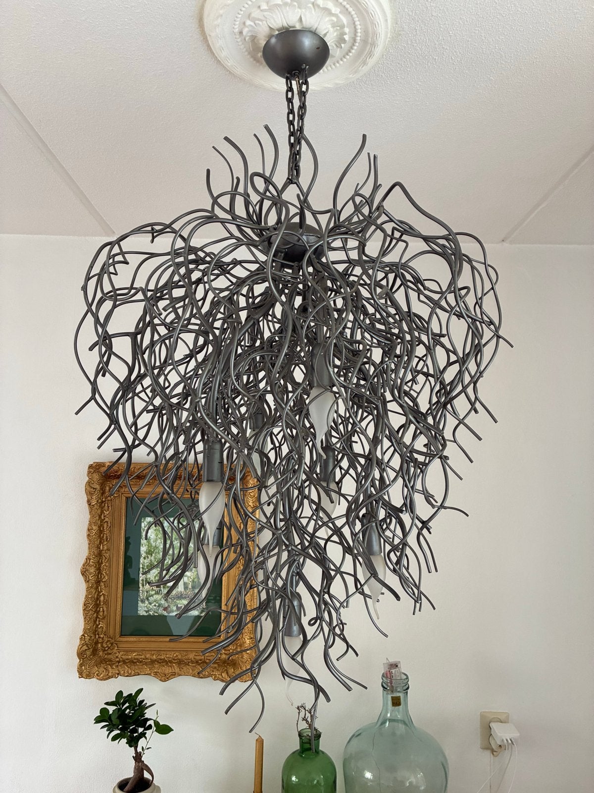 Design hanglamp, stijl Brand Van Egmond, 7 lichtpunten, Ophalen, Gebruikt, Metaal, E14 (klein)