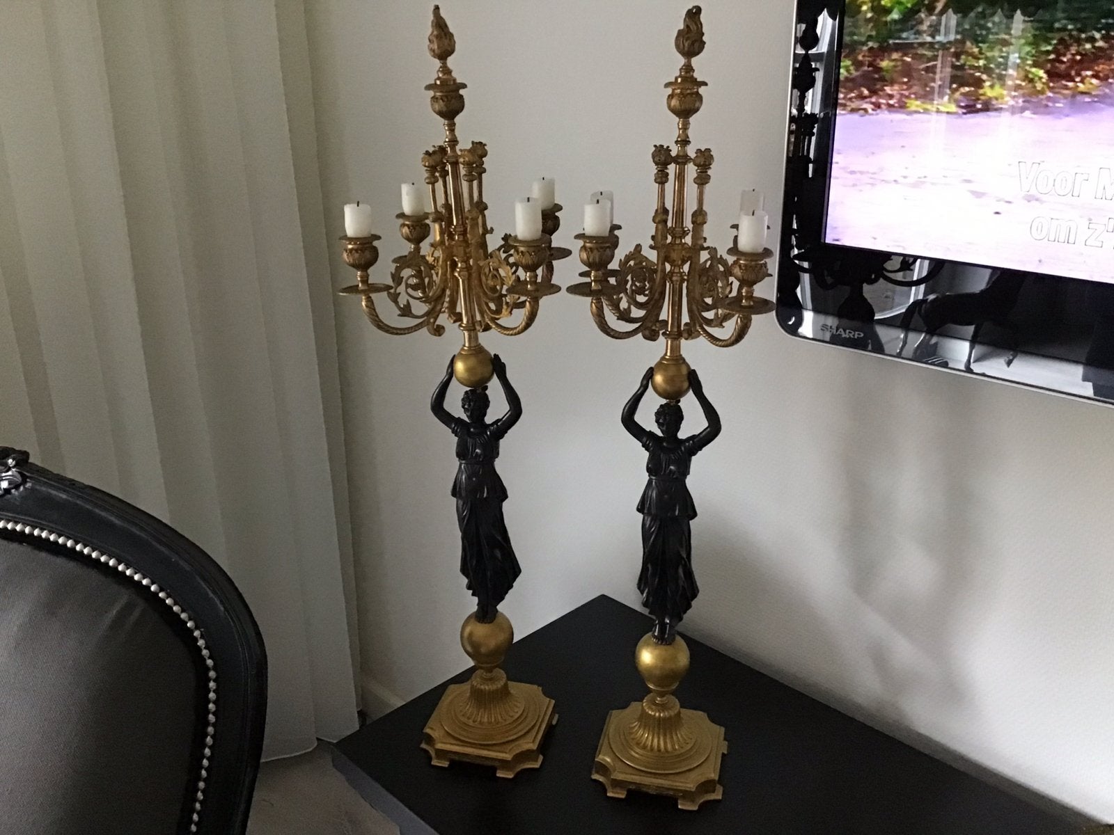 Antieke kandelaars  brons  800,00, Ophalen of Verzenden, Koper of Brons
