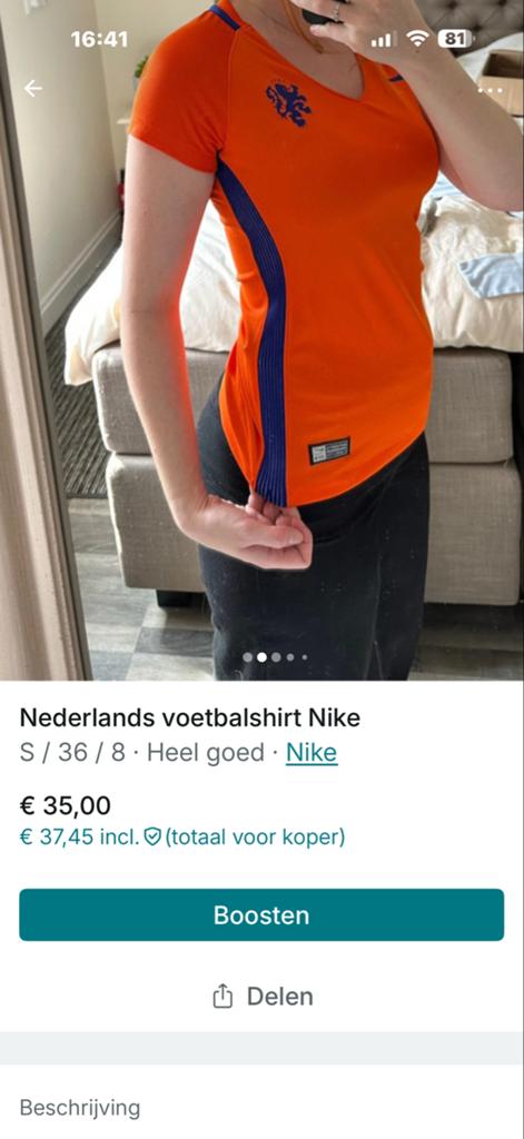 Nederlands voetbalshirt Nike - Oranje Dames (S), Kleding | Dames, Sportkleding, Zo goed als nieuw, Overige typen, Maat 36 (S)