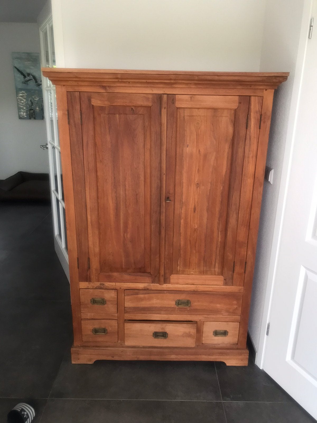 PRACHTIGE ZWAAR TEAK HOUTENKAST, Ophalen, 200 cm of meer, 150 tot 200 cm, Zo goed als nieuw