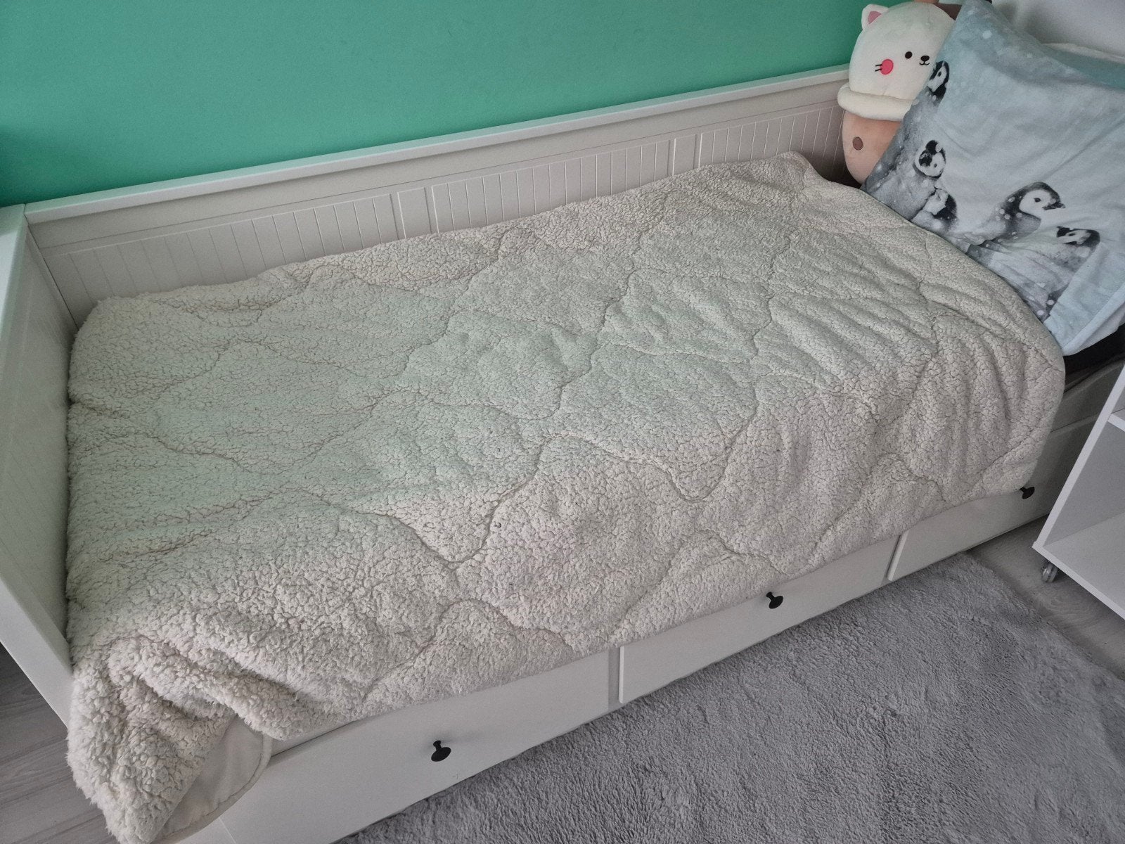 IKEA uitschuifbaar bed, Hemnes, 80 x 200 cm, incl.  matras, Huis en Inrichting, Ophalen, Gebruikt, Eenpersoons, Wit