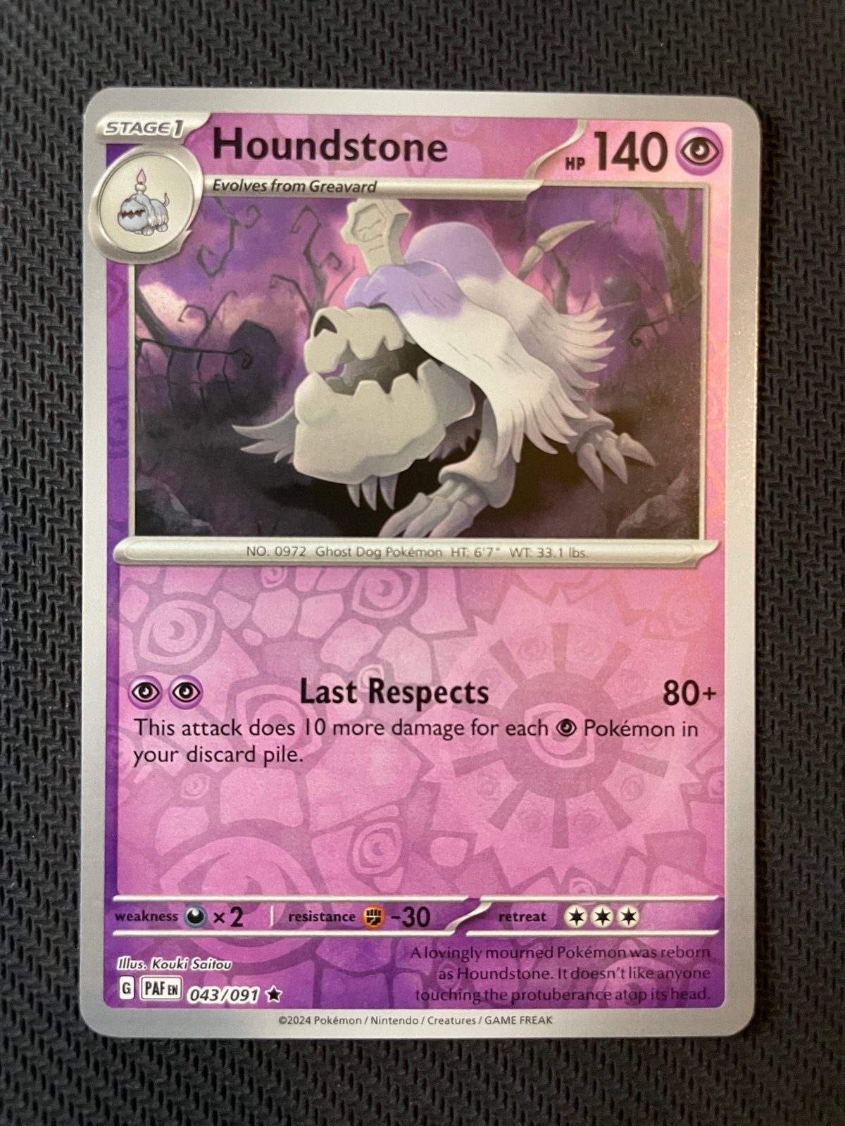 Houndstone Rare 043/091 Reverse Holo Paldean Fates Packfresh, Ophalen of Verzenden, Zo goed als nieuw