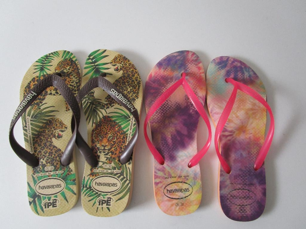 2 paar Havaianas slippers, maat 39 - 40, Slippers, Overige kleuren, Ophalen of Verzenden, Gedragen