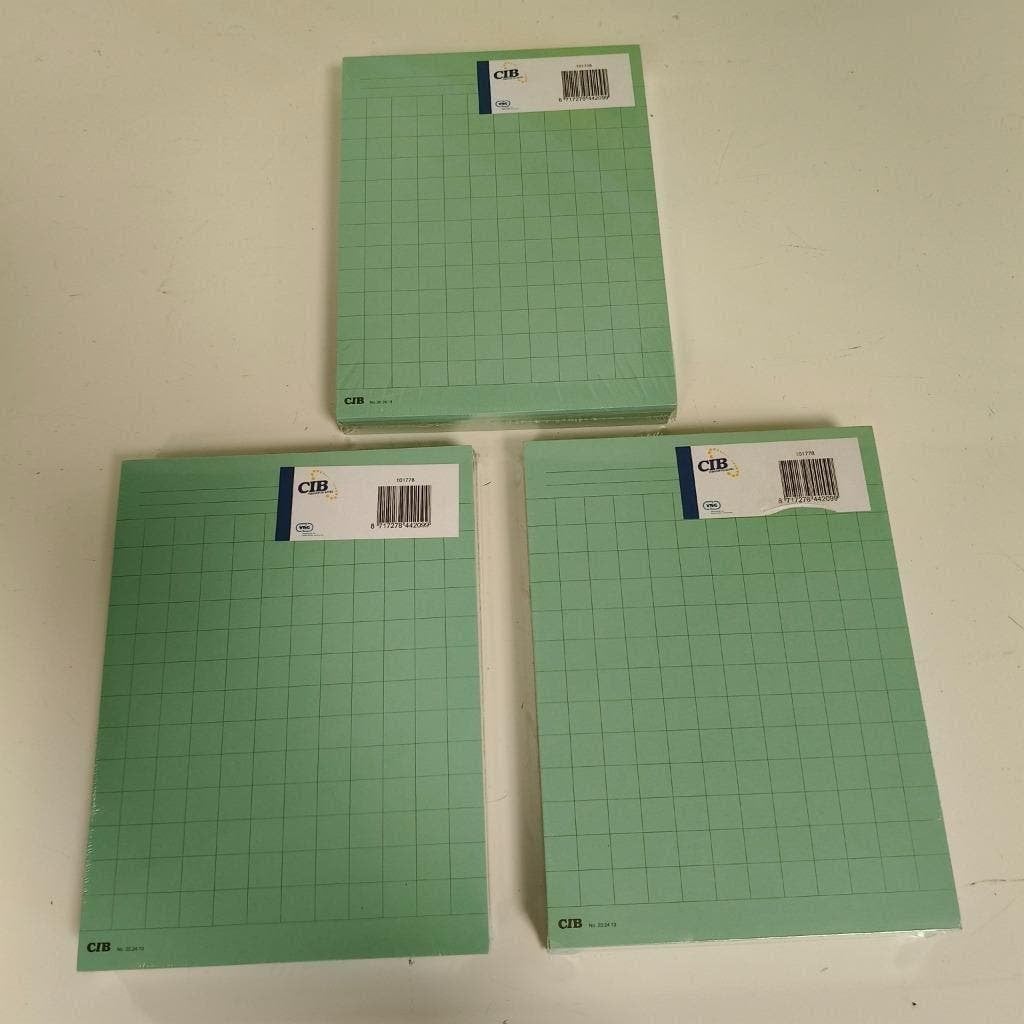 3x pak nieuwe indexkaarten geruit papier groen afm.27x20 cm, Diversen, Ophalen, Nieuw