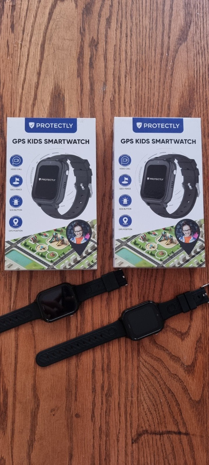 Protectly GPS Kids Smartwatch - Zwart, Zwart, Nieuw, Ophalen of Verzenden, GPS