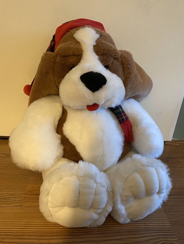 Knuffel Hond Wit Bruin Groot 70 cm, Zo goed als nieuw, Middelgroot (20 tot 80 cm), Wit, Hond