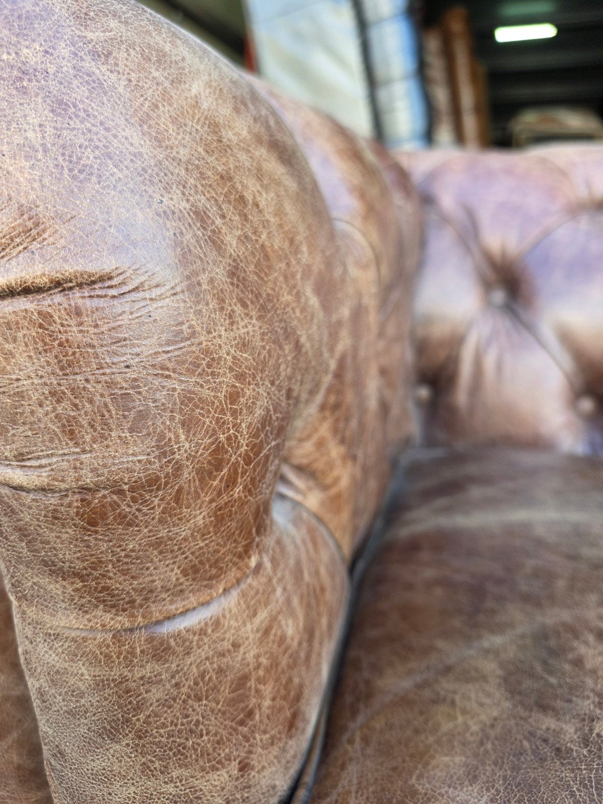 Vintage leren Chesterfield bank bruin + BEZORGING GRATIS, Huis en Inrichting, Gebruikt, Chesterfield, Klassiek, Vintage, Onbekend