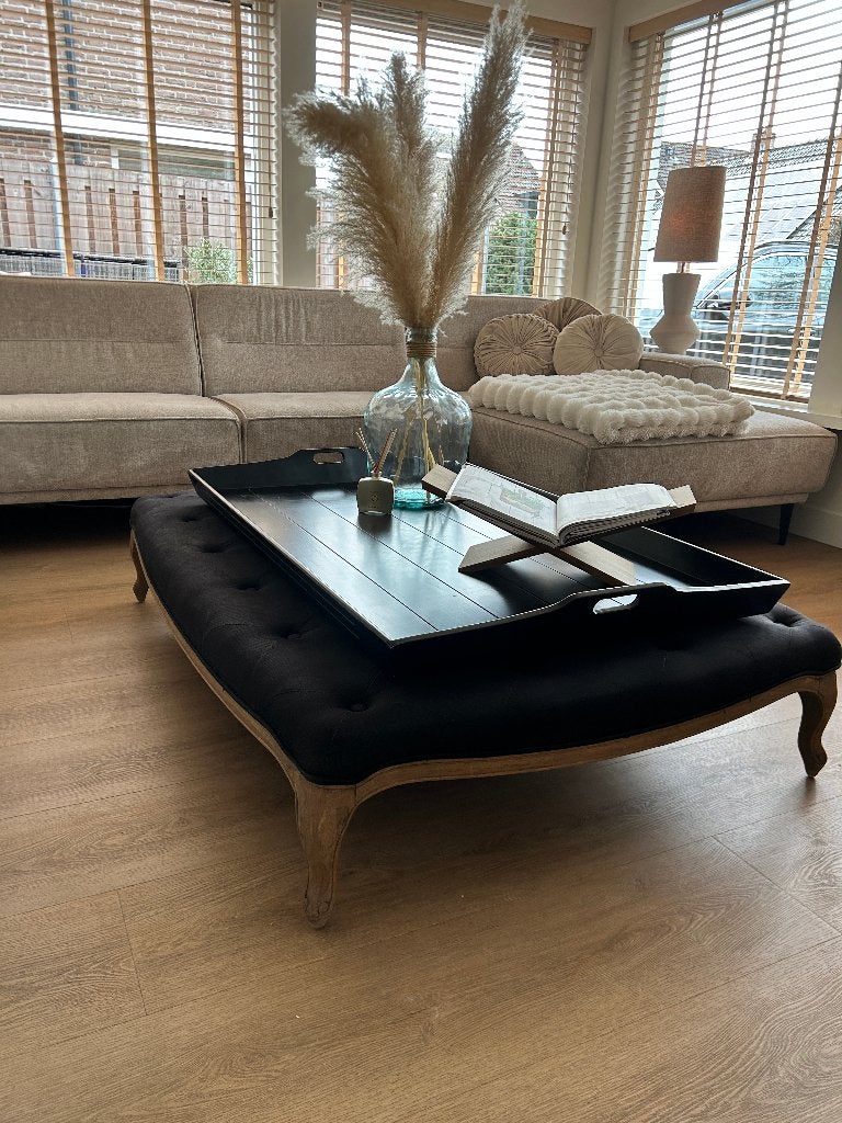 Elegante Barok Gecapitonneerde Salontafel Antraciet/Zwart, Ophalen