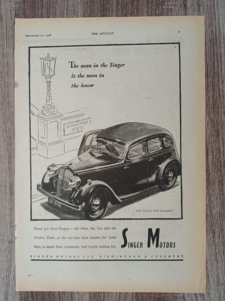 Originele Singer advertentie uit 1948, Ophalen of Verzenden, Zo goed als nieuw, Overige merken