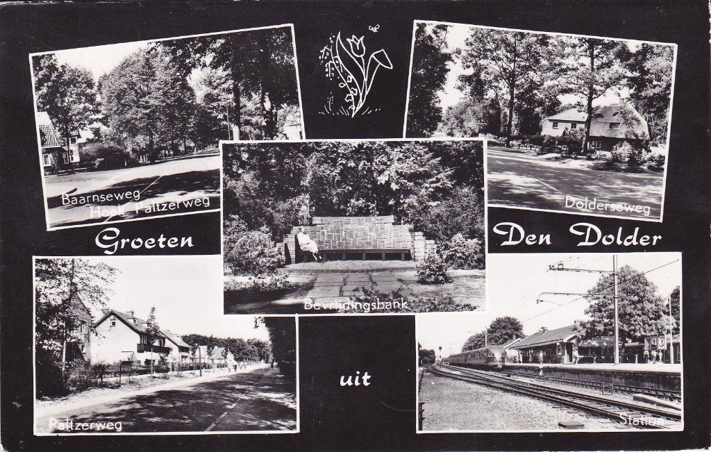 Den Dolder. Ansichtkaart - Baarnseweg, Dolderseweg, Station, Verzenden, 1940 tot 1960, Ongelopen, Utrecht