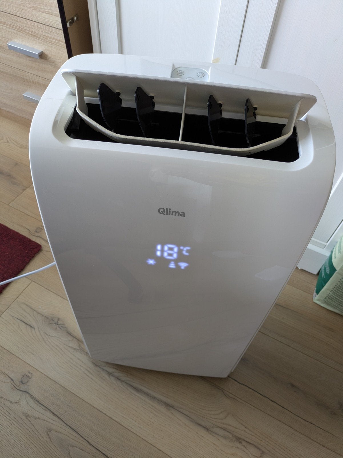 Airco Qlima P528 incl raam hoezen, Witgoed en Apparatuur, Airco's, Ophalen, Minder dan 60 m³, 3 snelheden of meer, Zo goed als nieuw