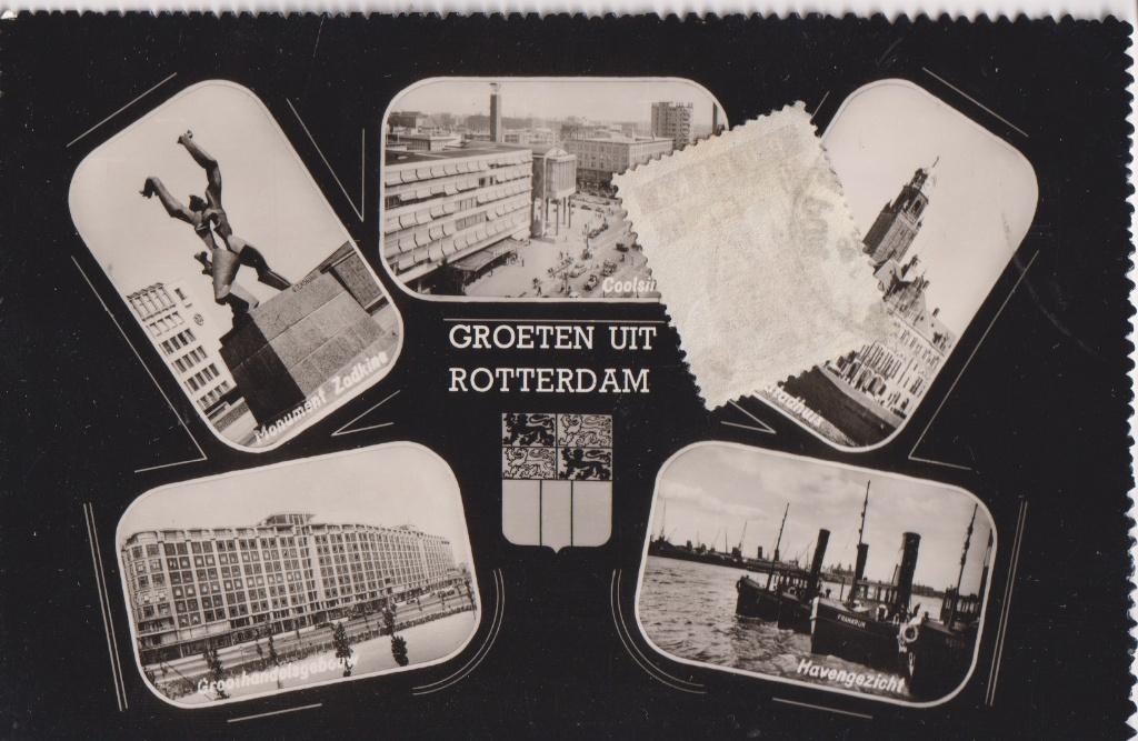 053 Rotterdam Monument Zadkine Coolsingel Stadhuis Lijnbaan, Verzamelen, Ansichtkaarten | Nederland, Verzenden, Voor 1920, Ongelopen