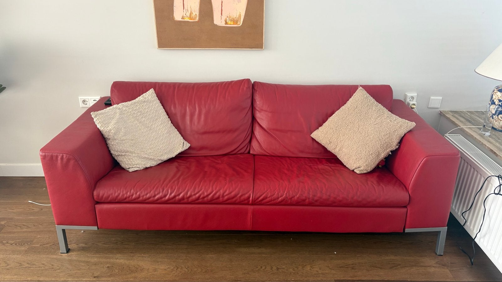 Gratis leren bank, Ophalen, Gebruikt, 150 tot 200 cm, Tweepersoons