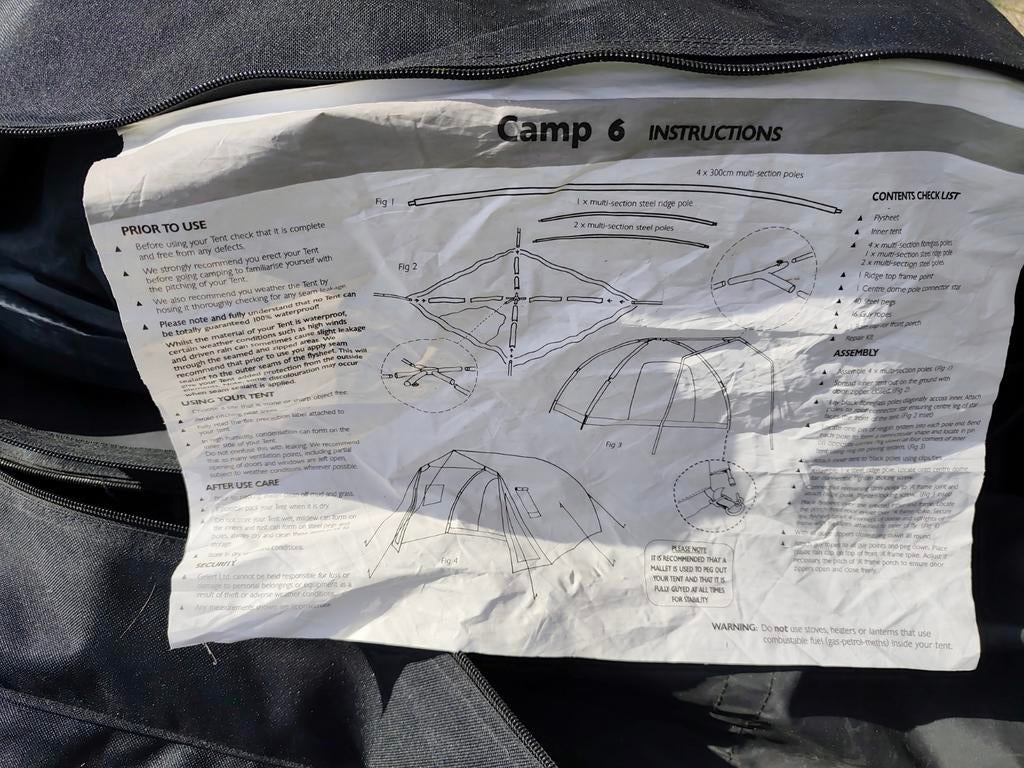 Camp 6 tent, volgens mij niet compleet, lees de advertentie, Ophalen of Verzenden, Gebruikt, Tot en met 6