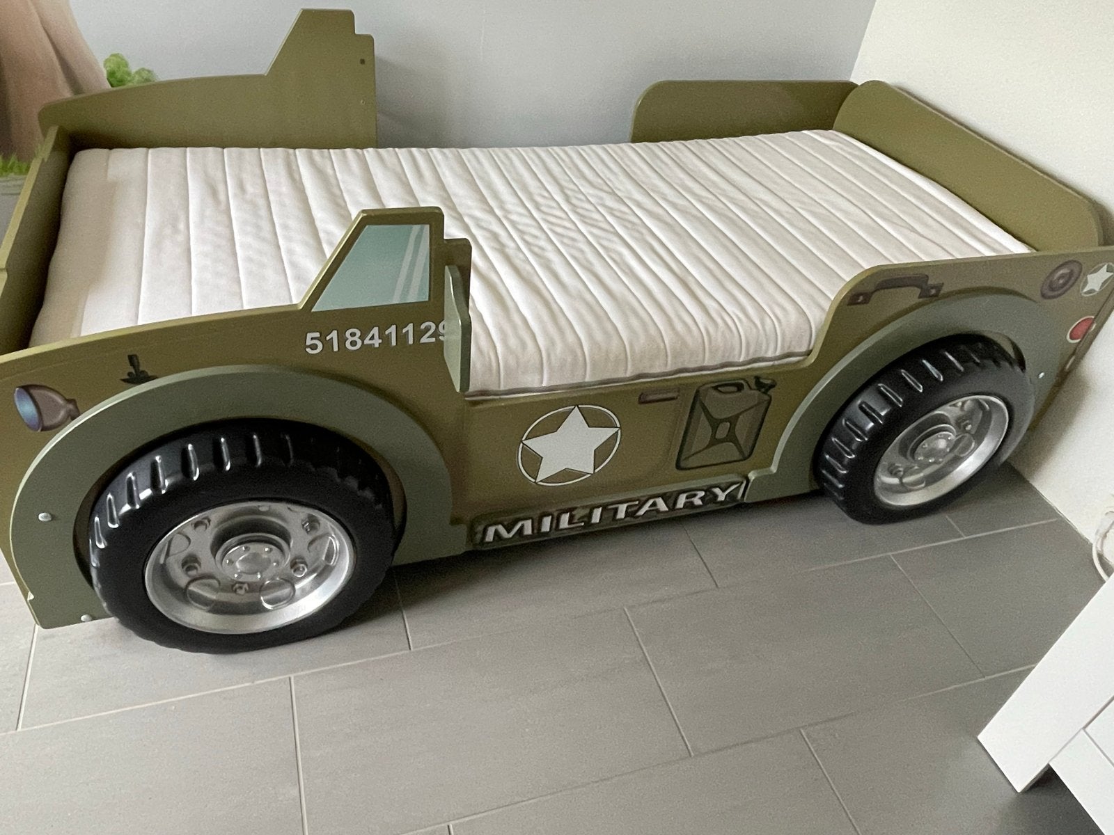Leger Jeep bed auto bed met werkende koplampen, Ophalen, Gebruikt, 100 cm of meer, Matras