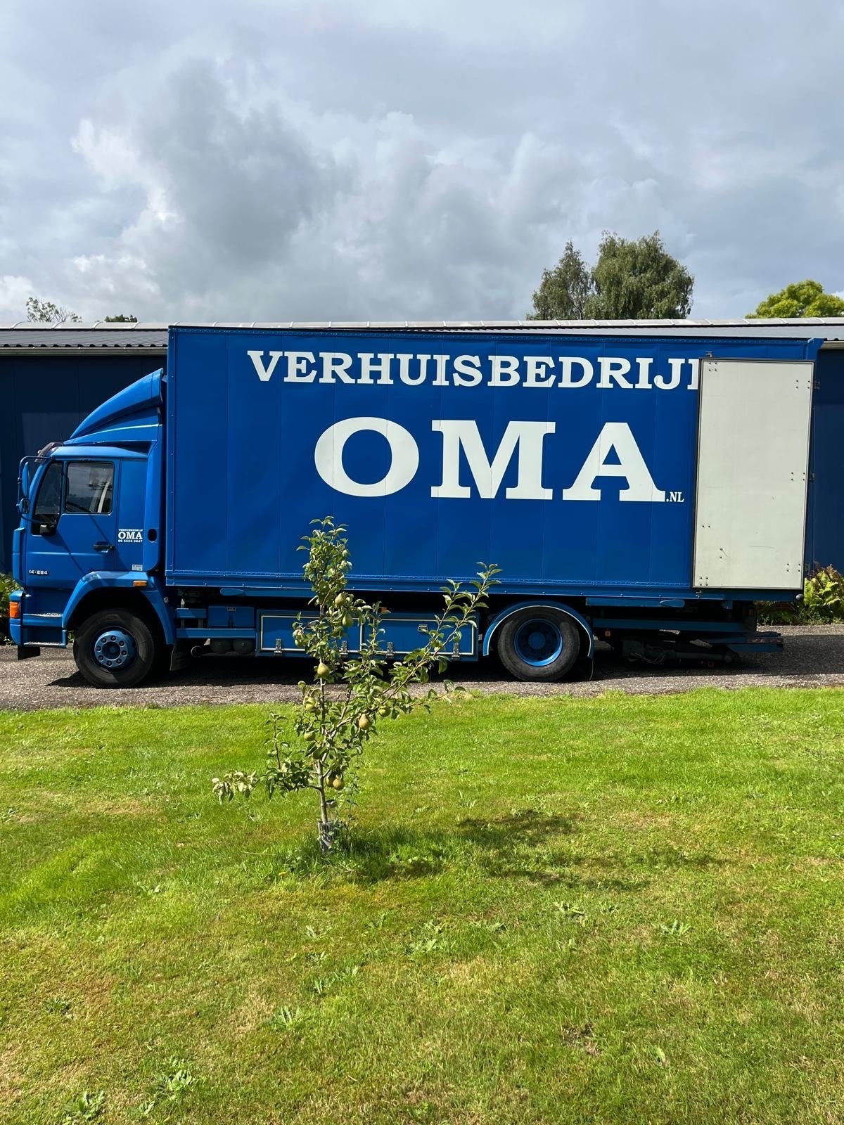 Man verhuiswagen bakwagen met laadklep, Euro 2, Stof, Blauw, MAN