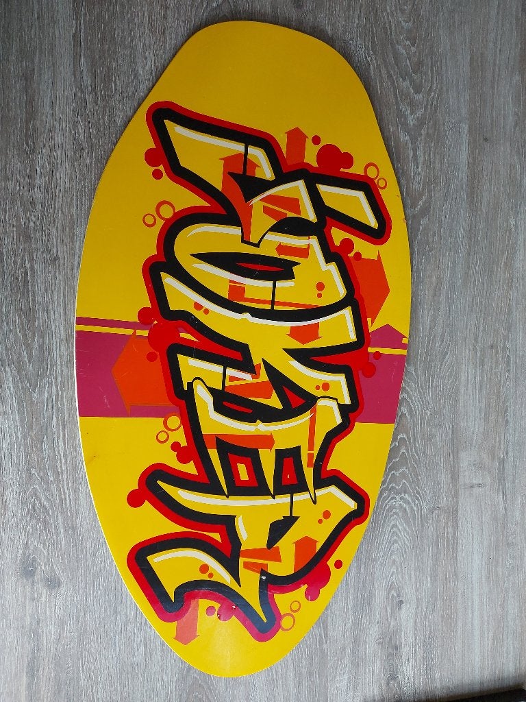 Skimboard, met gave grafitti print, hout, goede conditie, Watersport en Boten, Ophalen, Zo goed als nieuw, Shortboard