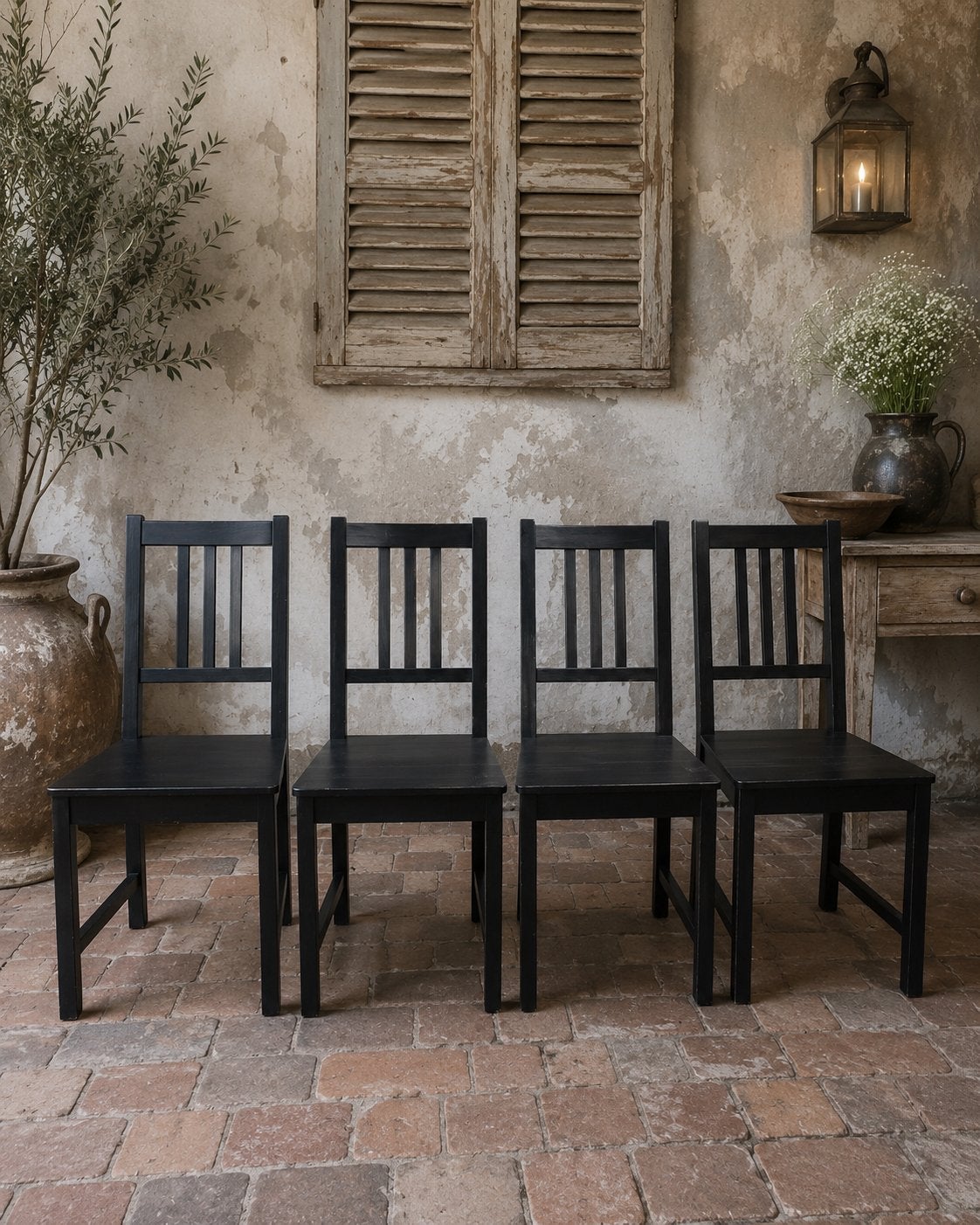 4 Brocante stoelen, Huis en Inrichting, Stoelen, Ophalen, Zo goed als nieuw