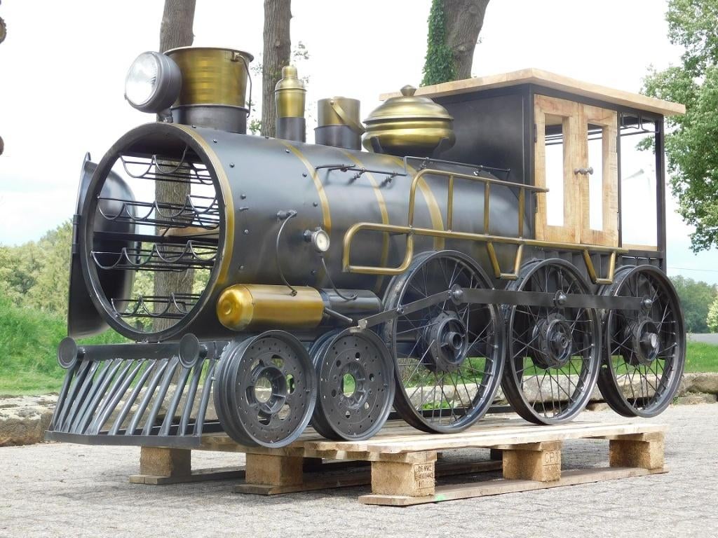 Exclusieve Retro Trein Bar | Metaal | Wijnbar, Ophalen of Verzenden