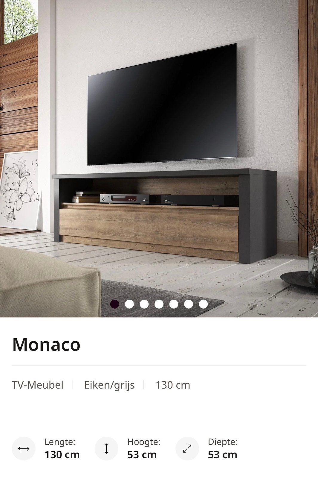 TV Meubel Monaco, Ophalen, Gebruikt, 100 tot 150 cm, Eikenhout