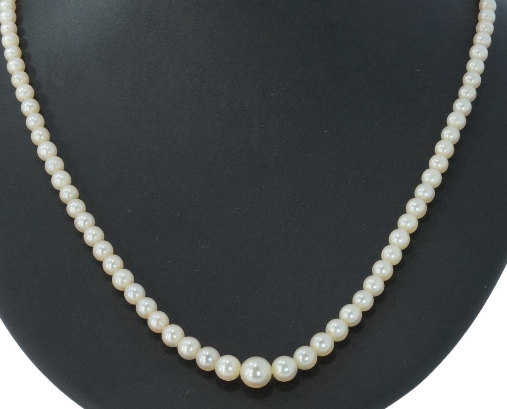 Parel dames ketting 14k gouden bicolor slot vintage retro