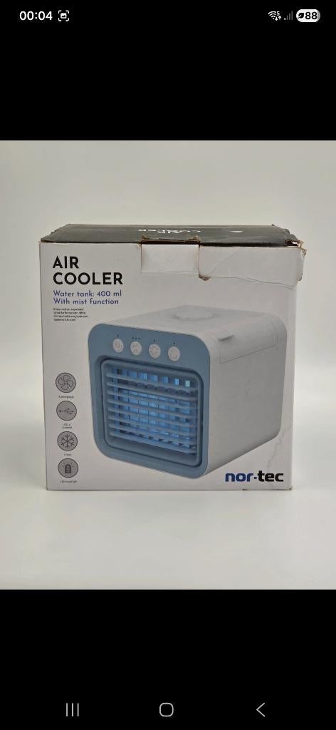 Air Cooler Mini Airco Met Mist Functie USB Nor-tec, Tafel- of Grondventilator, Minder dan 60 m³, 3 snelheden of meer, Ophalen of Verzenden
