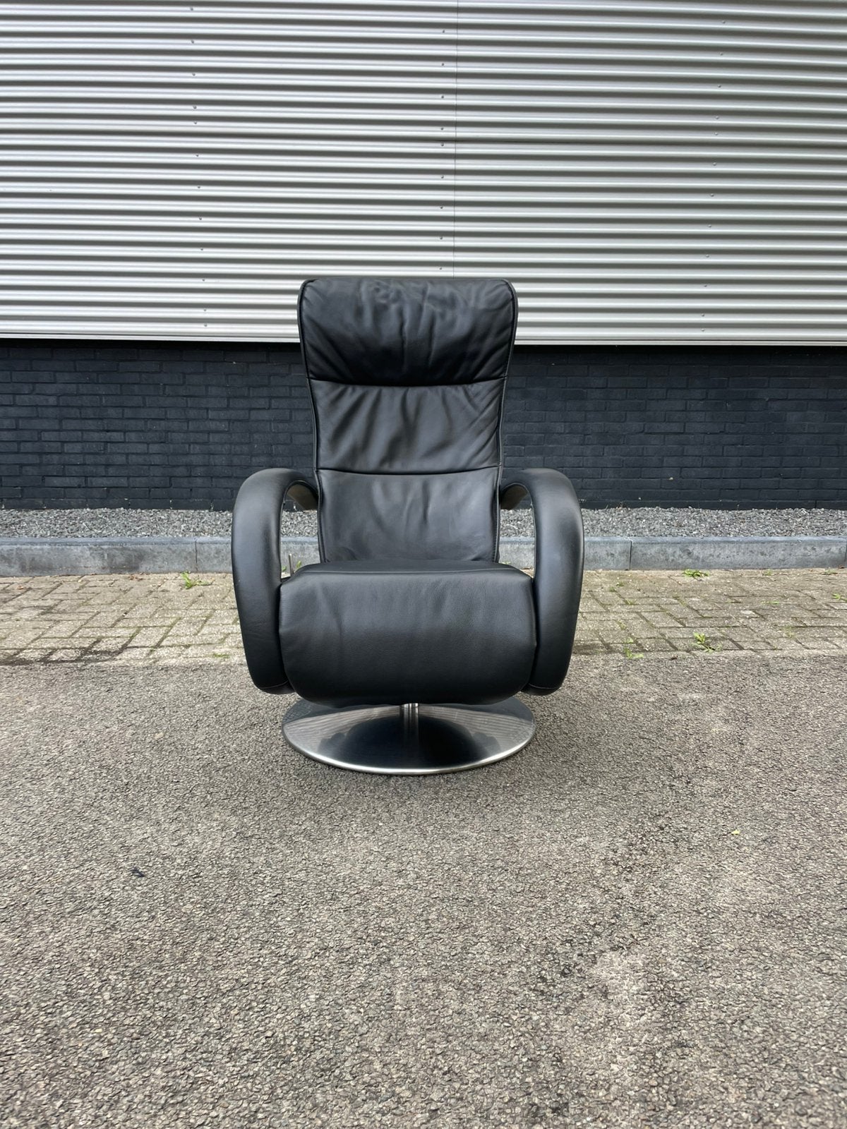 Moderne zwarte leren relax fauteuil / relaxstoel, Huis en Inrichting, Minder dan 75 cm, Ophalen of Verzenden, 50 tot 75 cm, A
