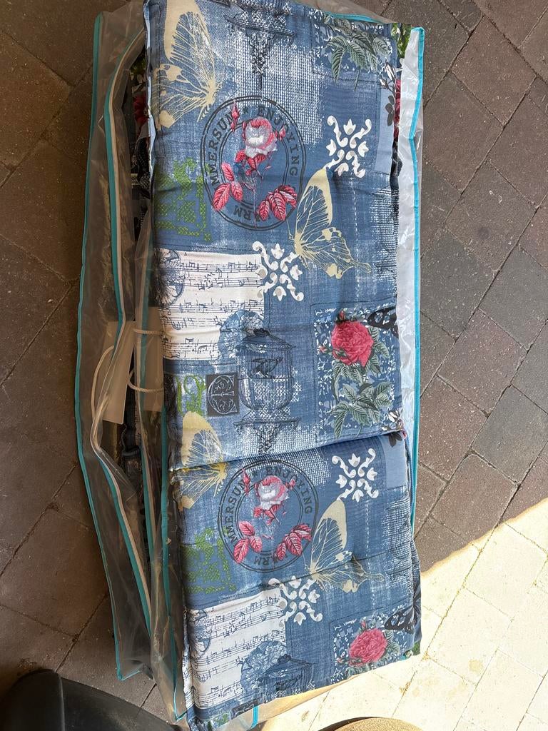 Tuinkussens met bloemen- en vlinderprint 6 stuks, Ophalen, Gebruikt, Blauw, Rechthoekig