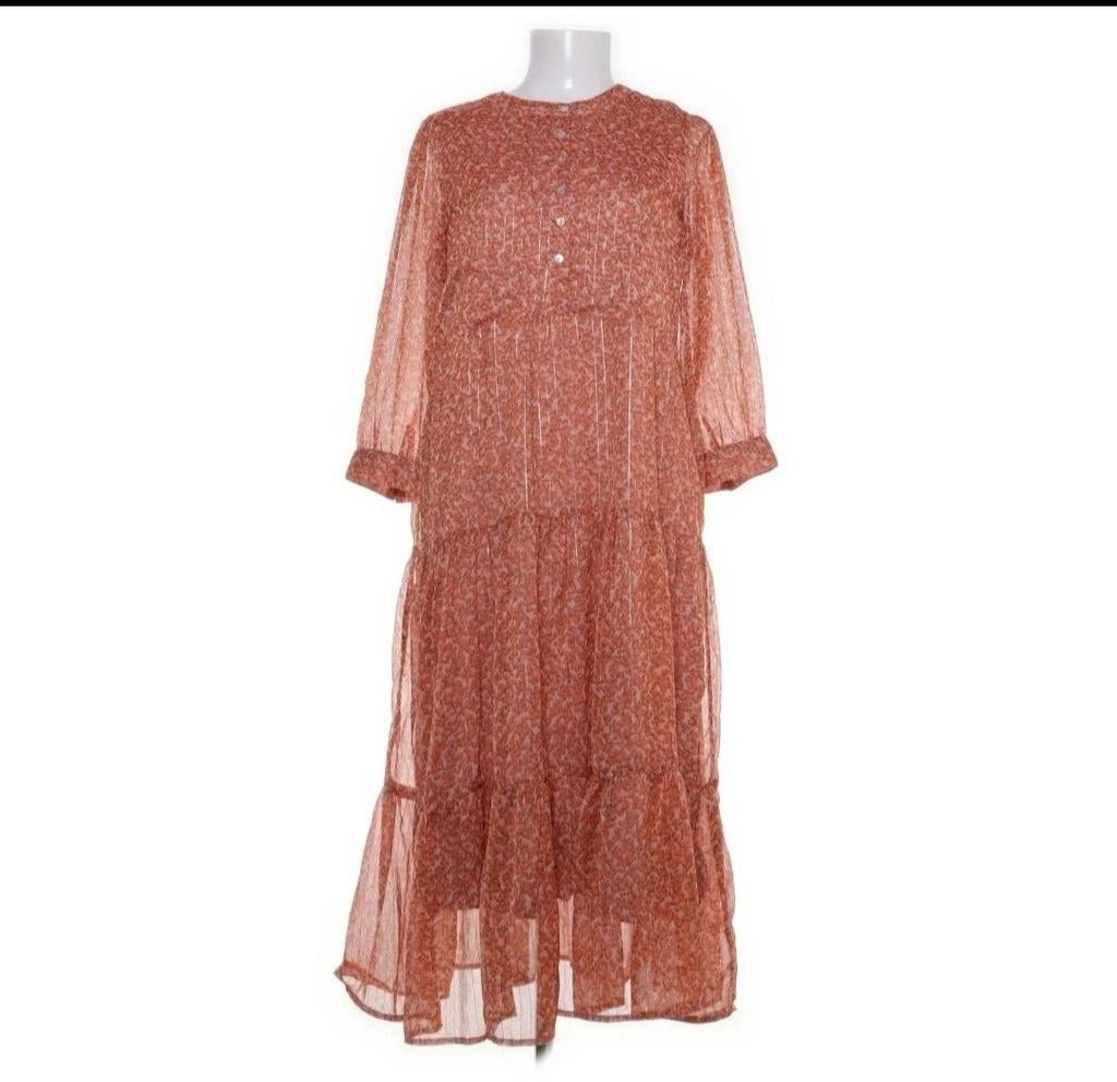 Lollys Laundry Olivia Maxi Jurk Maat S, Kleding | Dames, Jurken, Zo goed als nieuw, Maat 36 (S), Oranje, Onder de knie, Verzenden