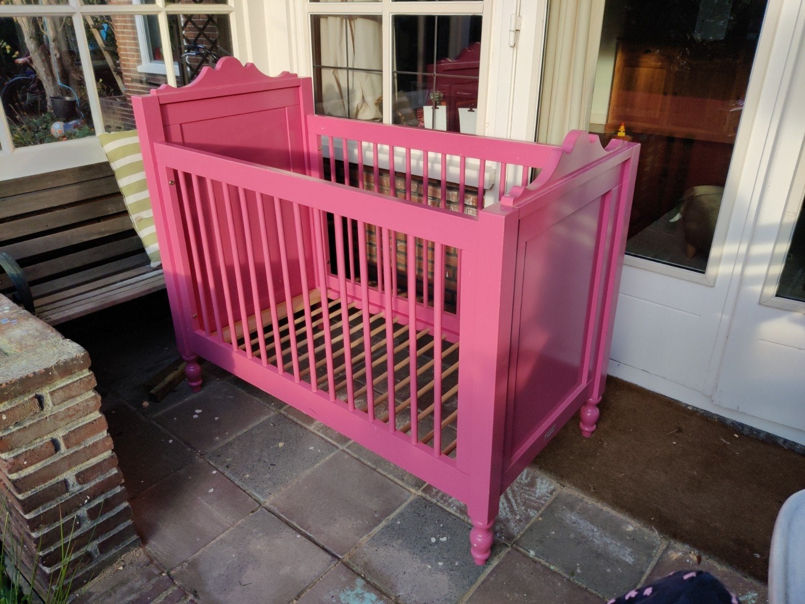Roze Bopita ledikant, twee hoogtes, Ophalen, Gebruikt, Minder dan 140 cm, Minder dan 70 cm