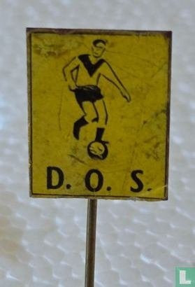 Speldje - D.O.S. (zwart op geel), Verzamelen, Speldjes, Pins en Buttons, Ophalen of Verzenden, Zo goed als nieuw, Sport, Speldje of Pin