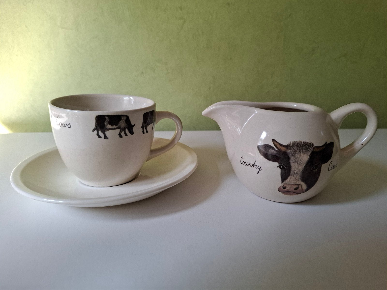 Jet ter Steege Country Cows kop en schotel met melkkannetje, Ophalen of Verzenden